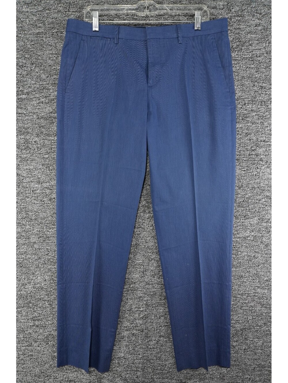 Express Men's Flat Front Straight Leg Blue Knit Dress Pants Cotton 33W